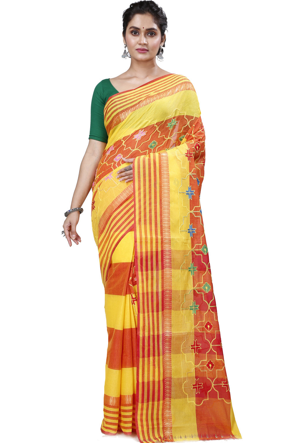 Yellow Pure Cotton Ruby Tant Embroidery (990)